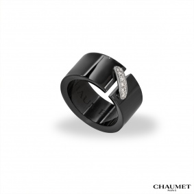 Chaumet White Gold Ceramic Diamond Liens Ring